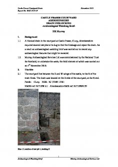 Report from watching brief, Castle Fraser Courtyard, Aberdeenshire, Drain unblocking