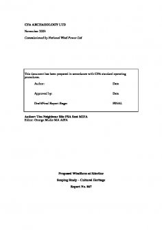 Scoping Study - Cultural Heritage Report No. 867 for archive relating to proposed windfarm at Ederline