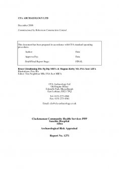 Report 1271 from archaeological risk appraisal at Clackmannan Community Health Services PPP, Sauchie Hospital, Alloa