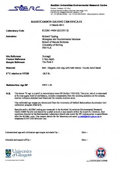 Radiocarbon Laboratory Certificate: SUERC-44834 (GU29715)
