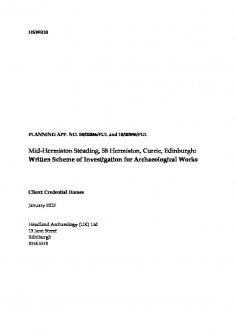 Written Scheme of Investigation for Archaeological Works from Mid-Hermiston Steading, 58 Hermiston