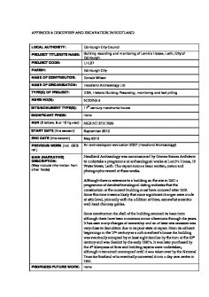 Lambs House, Leith; APPENDIX 6: DISCOVERY AND EXCAVATION IN SCOTLAND.