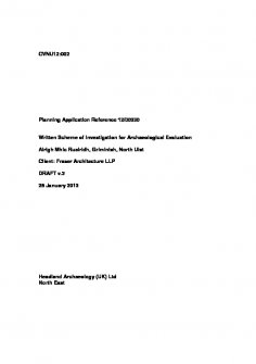 Written Scheme of Investigation for Archaeological Evaluation  for Fraser Architecture, from Wheelhouse Eco Hut Campsite and Self Catering, Airigh Mhic Ruairidh, Griminish, North Uist.