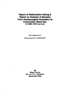 Report of Radiocarbon Dating & Report on Analysis of Samples From Archaeological Evaluation at Cullicudden, Black Isle, Highland. For Highland Council.