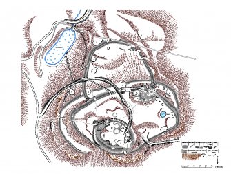 Publication illustration (layered PDF); plan of Moredun Top hillfort.