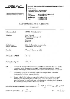 Radiocarbon dating certificate from an archaeological watching brief at Mither Tap Hillfort, Bennachie