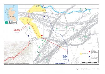 Site illustration accompanying report from a watching brief at M80 Gas Pipeline, Stepps, North Lanarkshire