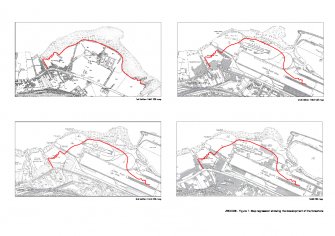 Map regression showing development of foreshore, illustration from environment impact assessment at James Watt Dock, Glasgow