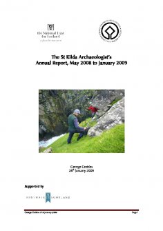 Report: 'St Kilda Archaeologist's Annual Report, May 2008 to January 2009'