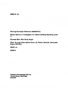 Written scheme of investigation associated with a historic building recording at Roineach Mhor, Glen Clova, Angus