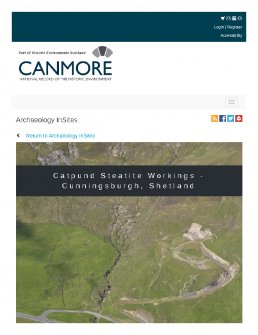 Digital copy of Archaeology InSites feature regarding Catpund Steatite Workings - Cunningsburgh, Shetland
