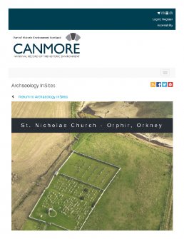 Digital copy of Archaeology InSites feature regarding St. Nicholas Church - Orphir, Orkney
