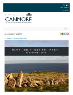 Digital copy of Archaeology InSites feature regarding North Rona village and chapel - Western Isles