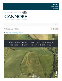 Digital copy of Archaeology InSites feature regarding The Mote of Urr, Motte-and-Bailey Castle – Dumfries and Galloway