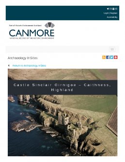 Digital copy of Archaeology InSites feature regarding Castle Sinclair Girnigoe – Caithness, Highland