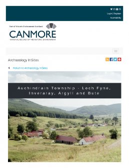 Digital copy of Archaeology InSites feature regarding Auchindrain Township - Loch Fyne, Inveraray, Argyll and Bute