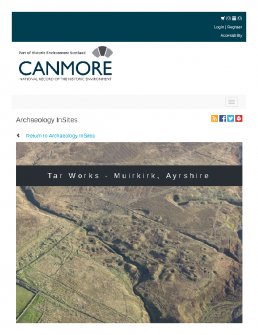 Digital copy of Archaeology InSites feature regarding Tar Works - Muirkirk, Ayrshire