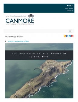Digital copy of Archaeology InSites feature regarding Artillery Fortifications, Inchkeith Island, Fife