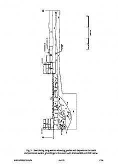 Fig. 3 - East facing long section showing garden soil deposits to the north