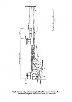 Fig. 5 - Full east-facing section showing the Phase 1-2 ditches overlain by sandstone building