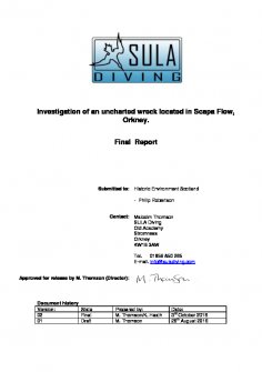 Final Report: 'Investigation of an uncharted wreck located in Scapa Flow, Orkney', October 2016