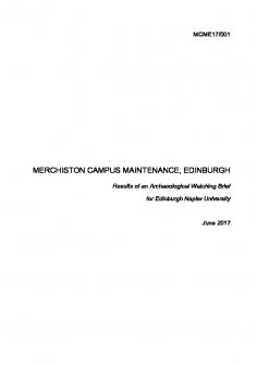 Merchiston Campus Maintenance, Edinburgh - Results of an Archaeological Watching Brief for Edinburgh Napier University