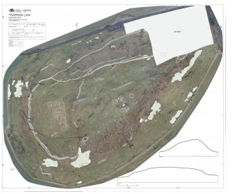 Plan and sections of Traprain Law showing archaeological features (interactive PDF)