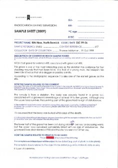 Radiocarbon dating sample SK605, Human Remains, Scottish Seabird Centre, North Berwick