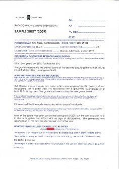 Radiocarbon dating sample SK614, Human Remains, Scottish Seabird Centre, North Berwick