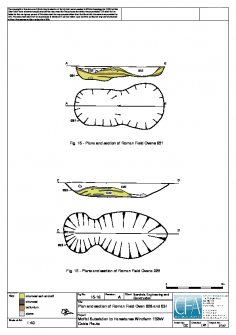 Figure 15-16: 'Plan and section of Roman Field Oven 028 and 031', 132kV Cable Route, Moffat Substation to Harestanes Windfarm
