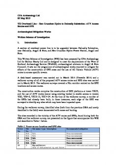 Report: 'YX Overhead Line - Ben Cruachan Hydro to Dalmally Substation: ATV Access Routes and EPZ, Archaeological Mitigation Works, Written Scheme of Investigation', May 2015