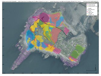 Layered interactive PDF map of Easdale Island showing HES phasing survey 
