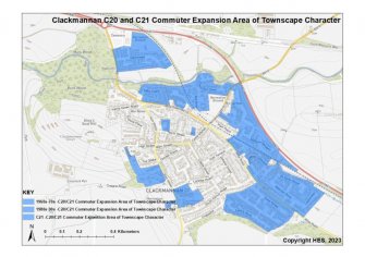 Clackmannan Urban Survey: Maps showing C20 and C21 Commuter Expansion Area of Townscape Character (Combined and Dated)