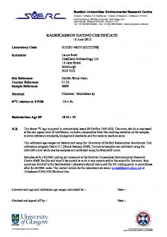 Radiocarbon Dating Certificate from Project GWPK09/009, Excavation at Turbine 38, Griffin Wind Farm, Perth and Kinross