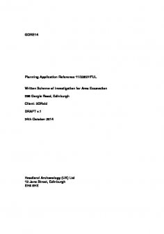 Report: Written Scheme of Investigation for Area Excavation, from Project GORE14-003, Excavation, 396-410 Gorgie Road, Edinburgh