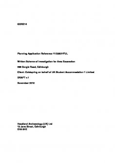 Written Scheme of Investigation (WSI) for Area Excavation, Project GORE14-004, Excavation, 396-410 Gorgie Road, Edinburgh