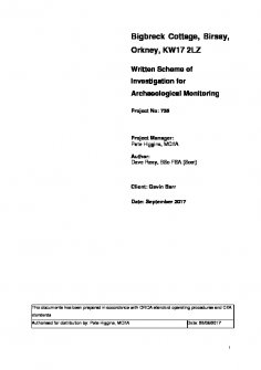 Report: Written Scheme of Investigation (WSI) for Archaeological Monitoring, Watching Brief, Bigbreck Cottage, Orkney