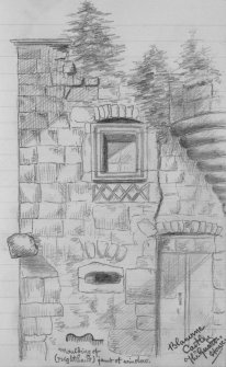 Digital image of pencil sketch.
Inscribed: "Blanerne Castle. The 'Guard-House'. Moulding of (right hand) jamb of window".