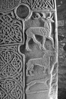 Face A. detail showing stag and hound (B&W)