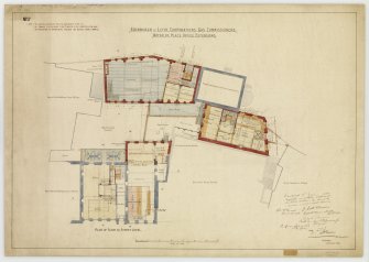 'Edinburgh & Leith Corporations' Gas Commissioners. Waterloo Place Office Extensions
Plan of floor at Street level'.
Signed: 'W R Flemming and various other names'