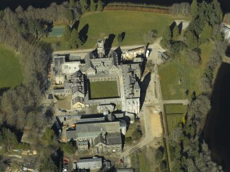 Oblique aerial view centred on the abbey and school, taken from the SSE.