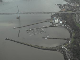 Oblique aerial view centred on Port Edgar harbour and former Naval Base, taken from the W.