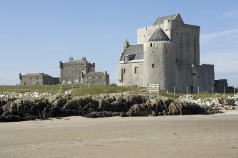 Breachacha House and Castle, view from beach to S