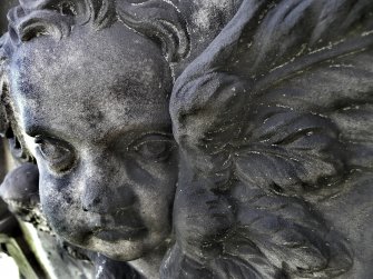 Detail of sculpture on monument in memory of Catherine Finlay (died 27th October 1797) and family.  Located near to the entrance of Calton Old Burial Ground.