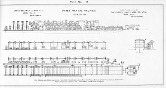 Copy of drawing of paper making machine made to the order of The Culter Mills Paper Co. Ltd. Peterculter, Aberdeenshire, constructed in 1949, from Paper and Board Making Machines catalogue of James Bertram and Son Ltd, Leith Walk, Edinburgh, circa 1956.