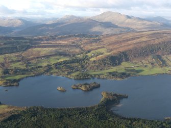 General oblique aerial view looking towards Ben Ledi over the Lake of Mentieth, taken from the S.