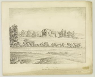Currie, Lennox Tower
View from East.
Tilted: 'Lennox Castle from the East, near Currie. Drawn from Nature by A. Archer,July 1836'
