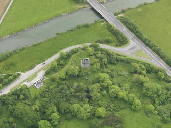 Oblique aerial view of Cardoness Castle, taken from the NNW.