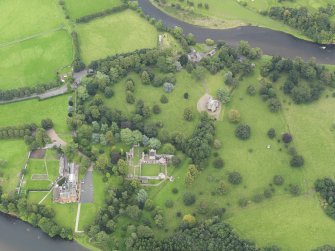 Oblique aerial view centred on the Abbey, taken from the W.