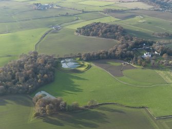 General oblique aerial view of the ornamental pond and Bonnington House, taken from the E.